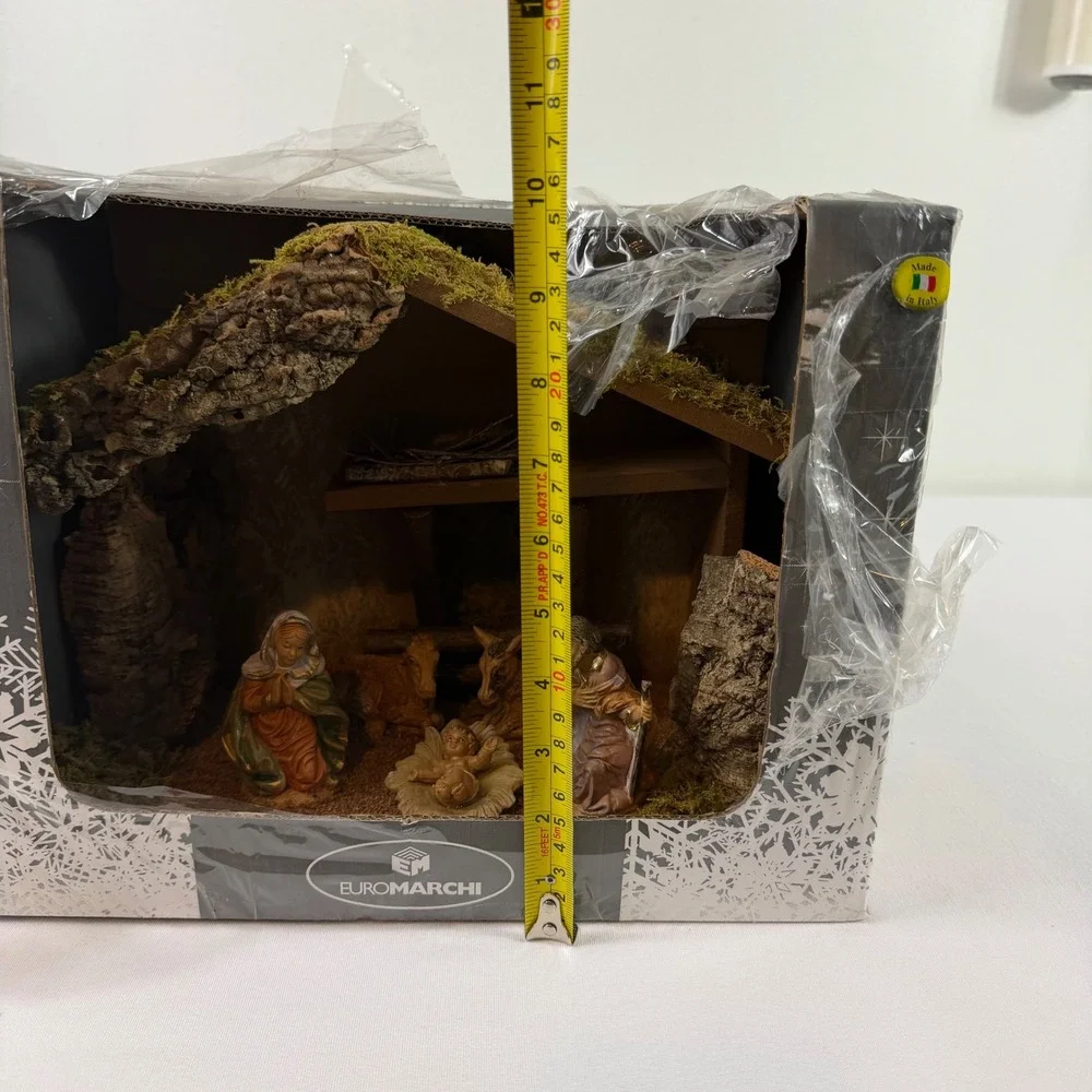 Euromarchi Made In Italy Nativity Hand-Painted Presepe Holy Family Stable NEW - Picture 10 of 12
